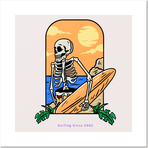 Skeleton Surfing 2 Wall Art by AlmostMaybeNever